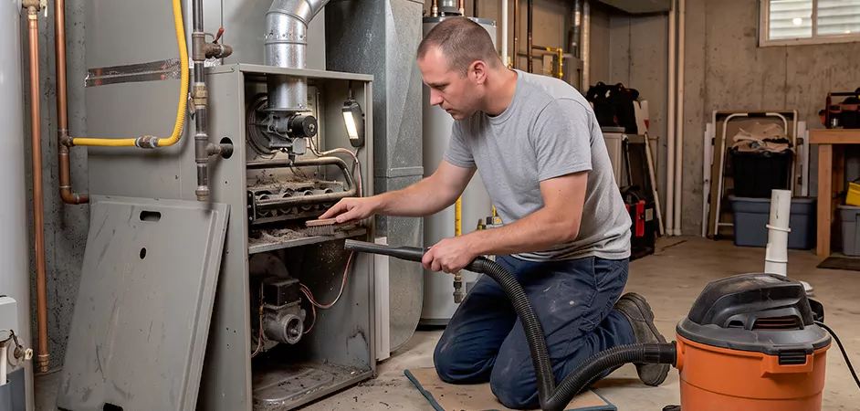 Burner and Heater Compartment Lint Removal in East Brunswick